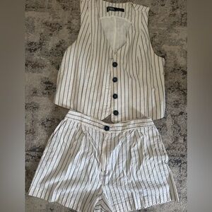 Zara Striped White and blue Women's set